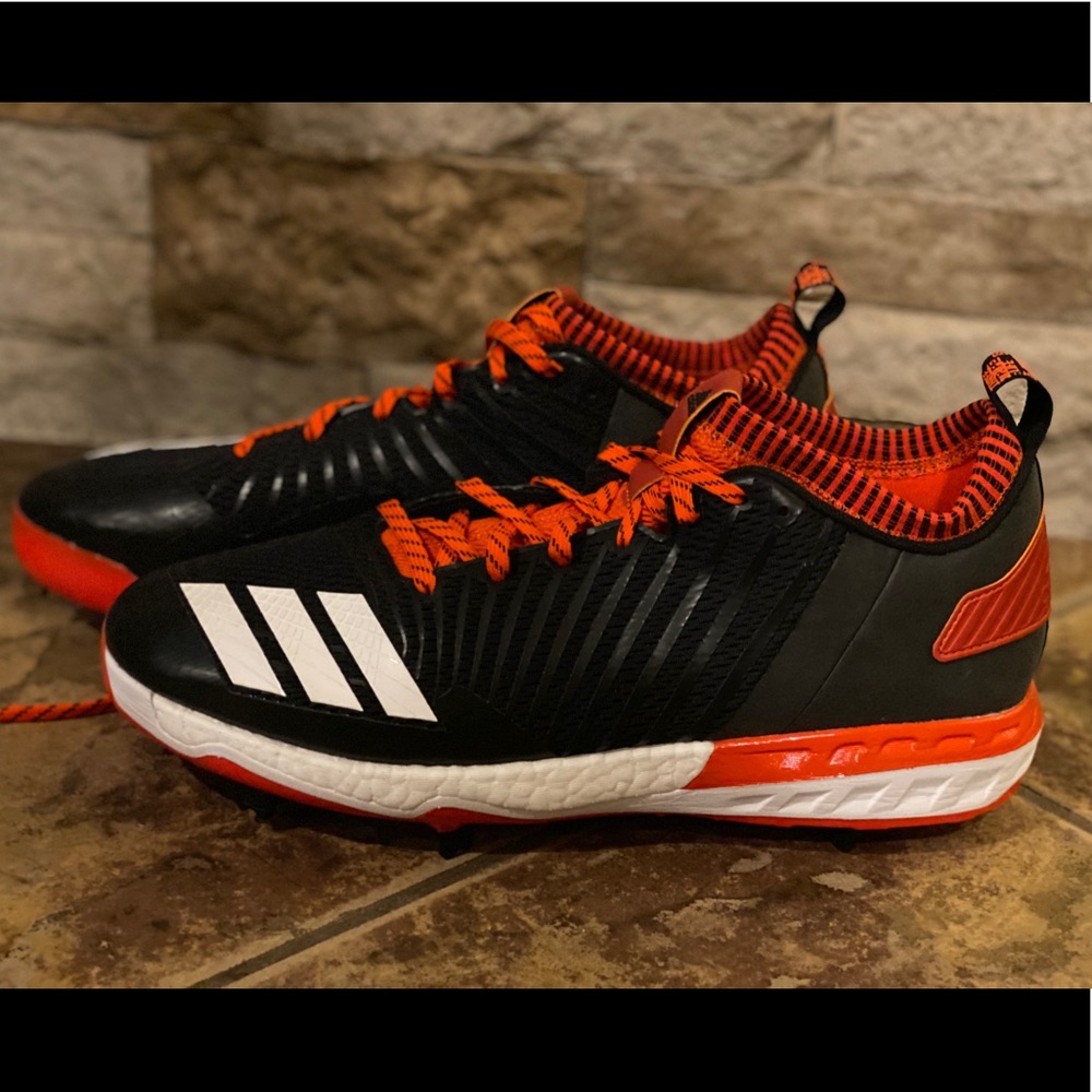 Men’s adidas baseball cleats orange n black